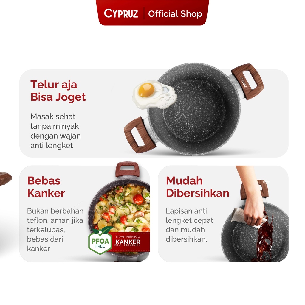 Cypruz Grey Marble Series High Casserole + Lid
