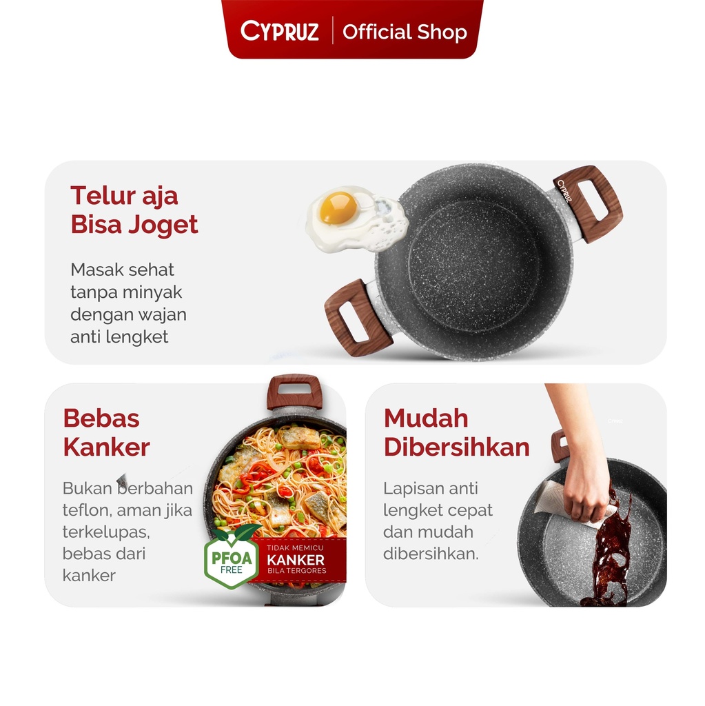 Cypruz Grey Marble Series Casserole + Lid