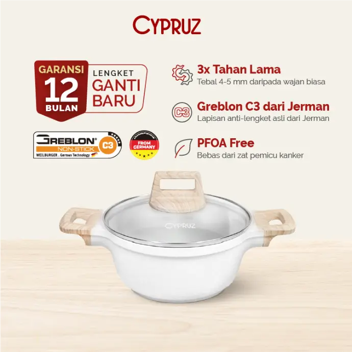 Cypruz WHITE Granite Die Cast Panci 20cm 6X1