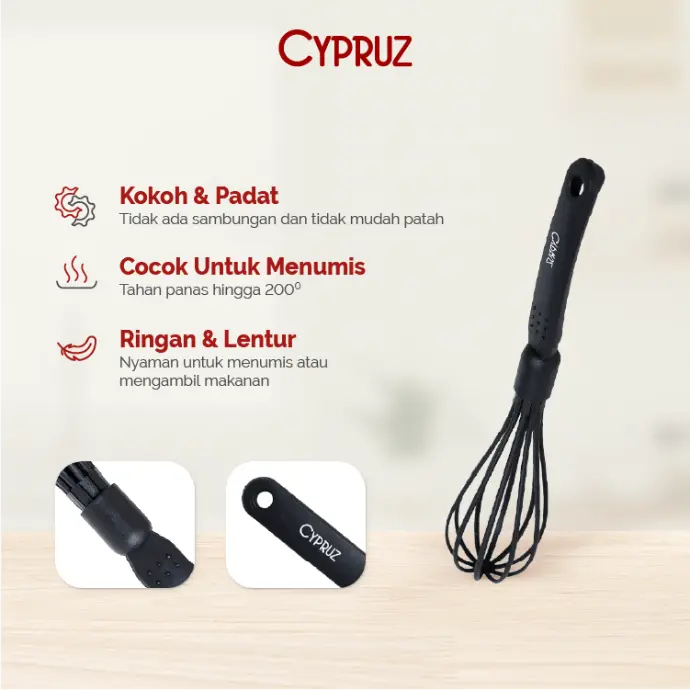 Cypruz Utensil All Black Series: Kocokan Telur 24/144X1