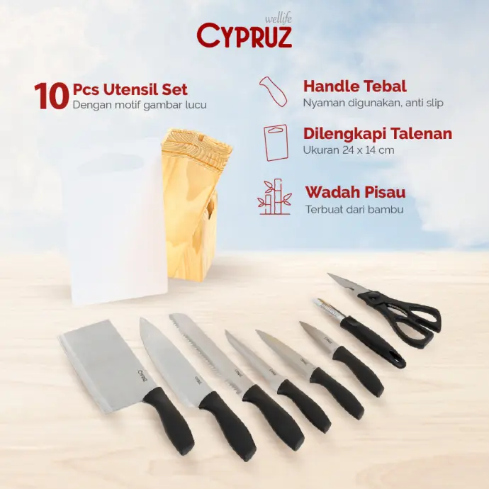 Cypruz Pisau Set Premium 10pcs 10X1