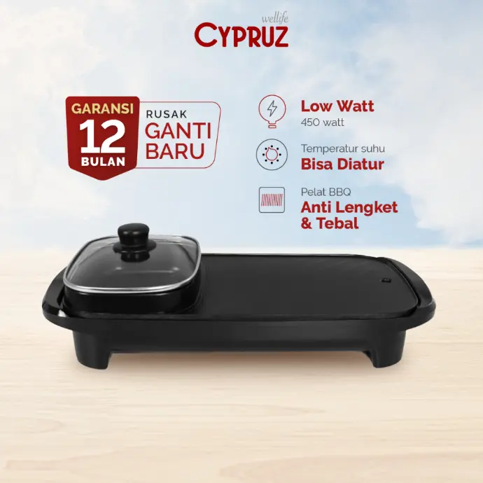 Cypruz Grill+Steamboat 2in1 Panjang 50cm 8X1