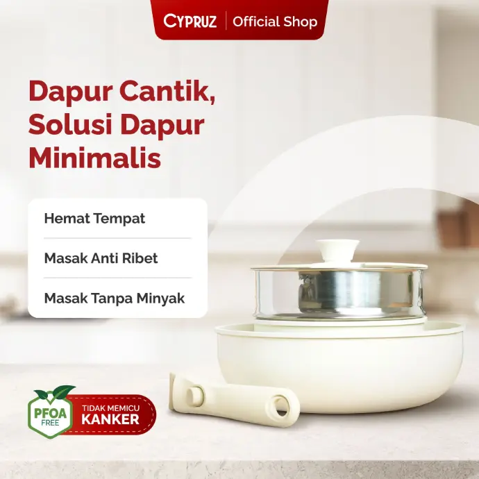Cypruz Detachable Pan Set: 4in1 Wok 6X1 24cm