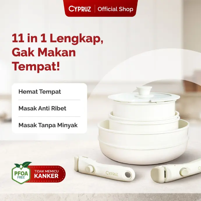 Cypruz Detachable Cream Marble Pan Set: 11pcs 2X1