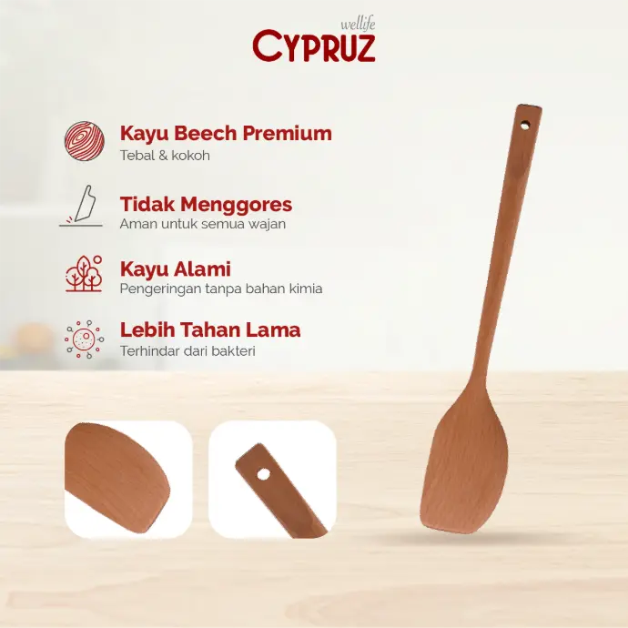 Cypruz Beech Wood: Lancip Spatula 34cm 72X1