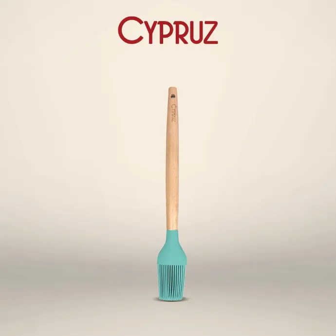 Cypruz Utensil Gagang Kayu Kepala Silicone Kuas
