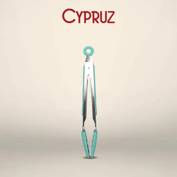 Cypruz Utensil Gagang Stainless Kepala Silicone Tongs