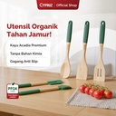 Cypruz Wood Utensil Series Gagang Silicone Spatula (HIJAU) 96X1