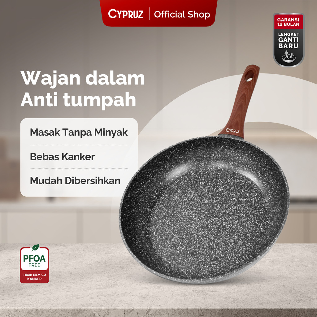 Cypruz Grey Marble Series Fry Pan