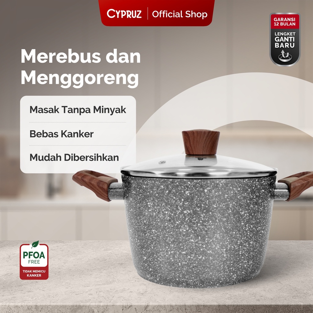 Cypruz Grey Marble Series High Casserole + Lid