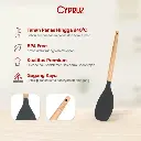 Cypruz Utensil Gagang Kayu Kepala Silicone Round Spatula
