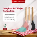 Cypruz Utensil Gagang Kayu Kepala Silicone Round Spatula