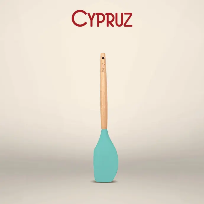 Cypruz Utensil Gagang Kayu Kepala Silicone Spatula