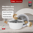 White Granite Series Gagang Coklat Kayu Casserole + Lid