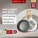 White Granite Series Gagang Coklat Kayu Fry Pan