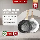 White Granite Series Gagang Coklat Kayu Fry Wok