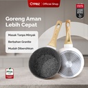White Granite Series Gagang Coklat Kayu Sauce Pan