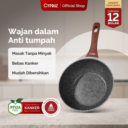 Cypruz Grey Marble Series Fry Wok