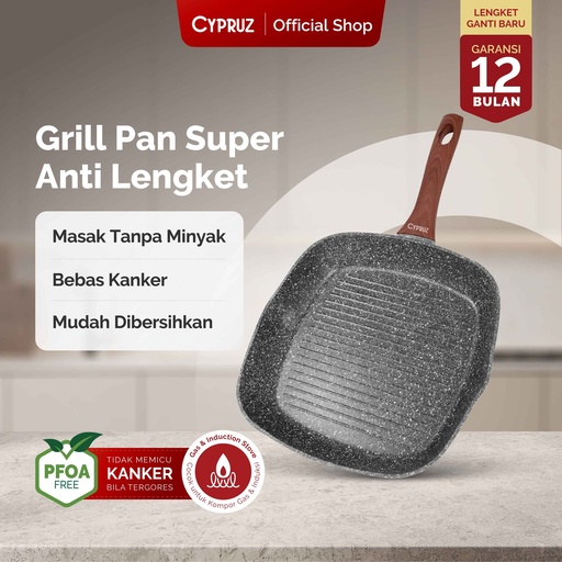 Cypruz Grey Marble Series Grill Pan