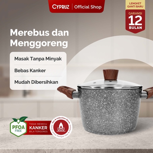 Cypruz Grey Marble Series High Casserole + Lid