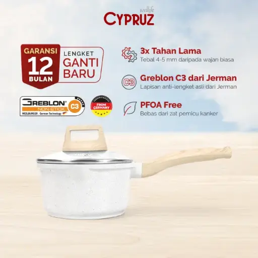 [SN-0331] Cypruz White Granite Die Cast Sauce Pan 16cm 6X1
