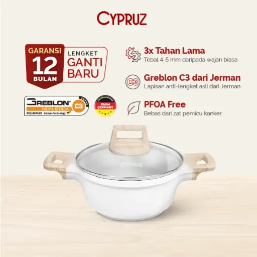 [PI-0831] Cypruz WHITE Granite Die Cast Panci 20cm 6X1