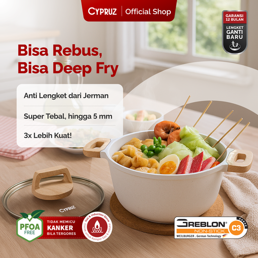 [PI-0831] Cypruz WHITE Granite Die Cast Panci 20cm 6X1