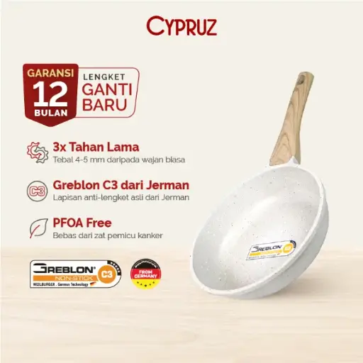 Cypruz White Granite Die Cast Fry Pan