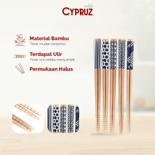 [CY-0626] Cypruz Sumpit Bambu Print Set/5pcs 22,5cm 25/200X1
