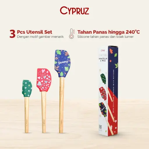 [AM-1518] Cypruz Silicone Utensil Set Bergambar: Spatula 3pcs SPRING