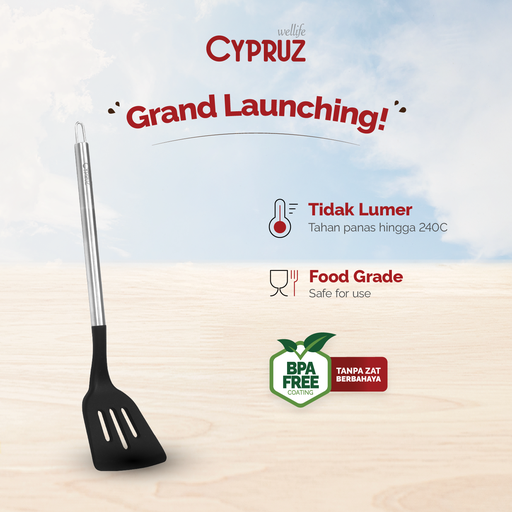 [AM-1071] Cypruz Silicone Utensil Series Gg.Stainless: Slotted Turner 96X1