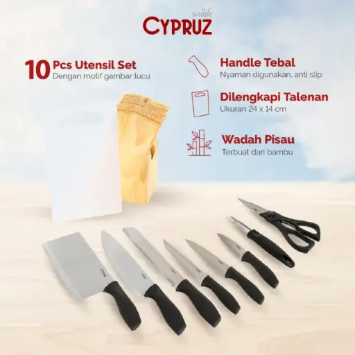 [PU-0525] Cypruz Pisau Set Premium 10pcs 10X1