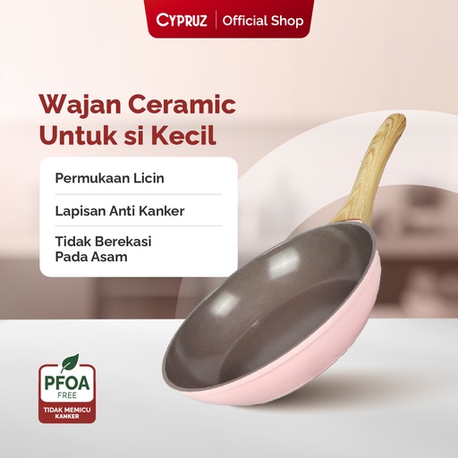 Cypruz Pink Ceramic Series Gagang Putih Kayu Fry PAN