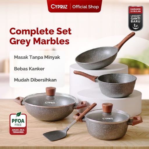 [PI-0903] Cypruz MARBLE Cookware Set: COMPLETE 7pcs 6X1