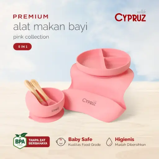 [AM-1535-PK] Cypruz Infant Baby Feeding Set:5pcs (PINK) 25X1