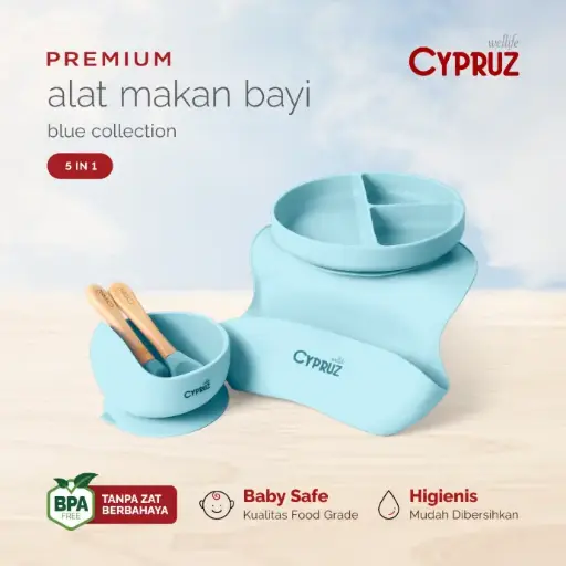 [AM-1535-BU] Cypruz Infant Baby Feeding Set:5pcs (BIRU) 25X1