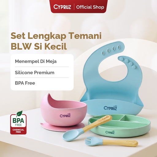 [AM-1535-BU] Cypruz Infant Baby Feeding Set:5pcs (BIRU) 25X1
