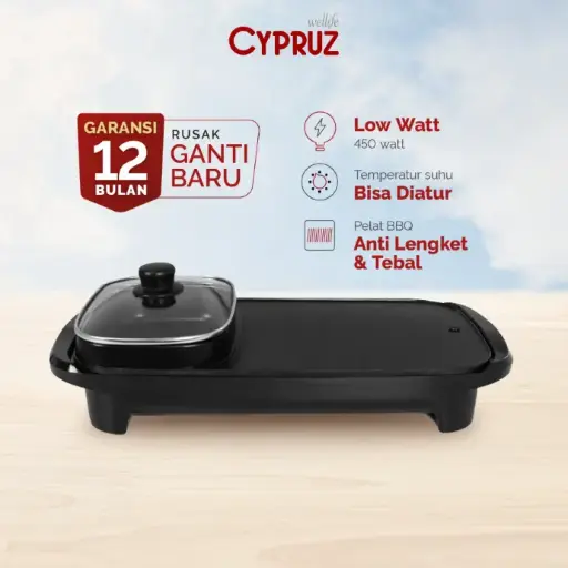 [TG-0295] Cypruz Grill+Steamboat 2in1 Panjang 50cm 8X1