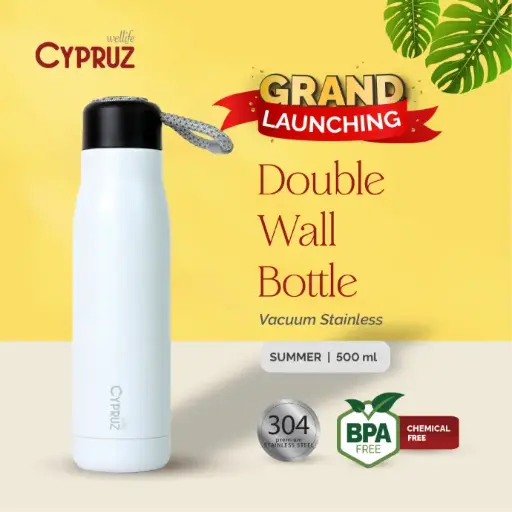 [BS-0313] Cypruz Double Wall Bottle Stainless with Silicone 0.5L 24X1