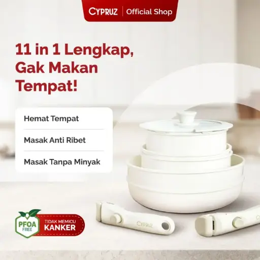 [PI-0952] Cypruz Detachable Cream Marble Pan Set: 11pcs 2X1