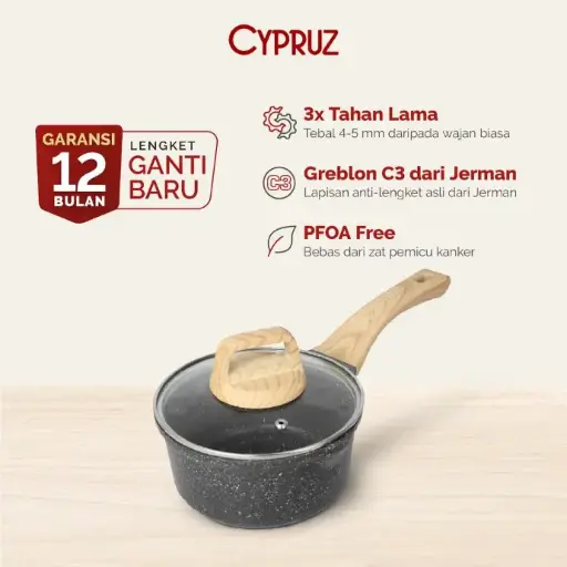 Cypruz BLACK Die Cast Granite Sauce Pan