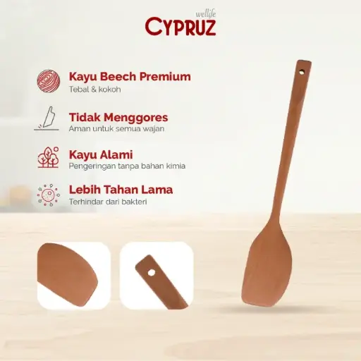 [AM-0753] Cypruz Beech Wood: Lancip Spatula 34cm 72X1