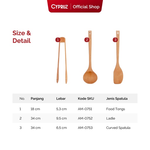 [AM-0753] Cypruz Beech Wood: Lancip Spatula 34cm 72X1