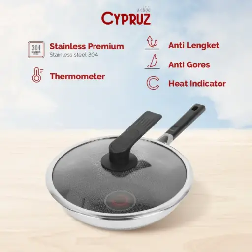 [FP-0992] Cypruz Anti Scratch 304 Stainless Wok 32cm 6X1