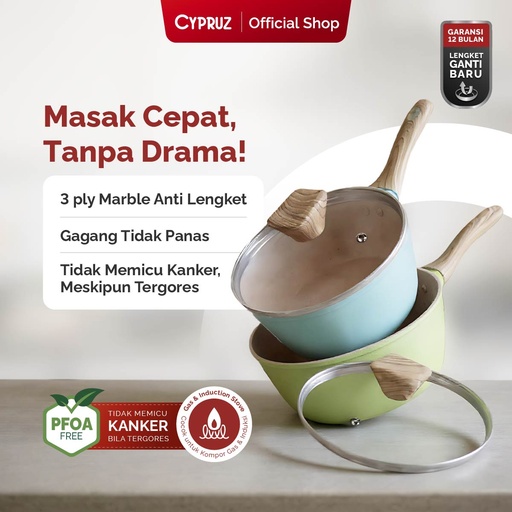 Cypruz Pastel Series Wood Handle Sauce pan Induction Bottom
