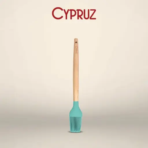 Cypruz Utensil Gagang Kayu Kepala Silicone Kuas