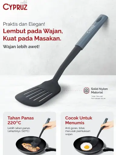 [AM-0662] Cypruz Utensil Nylon Series: Slotted Turner 32.5x8cm 96X1