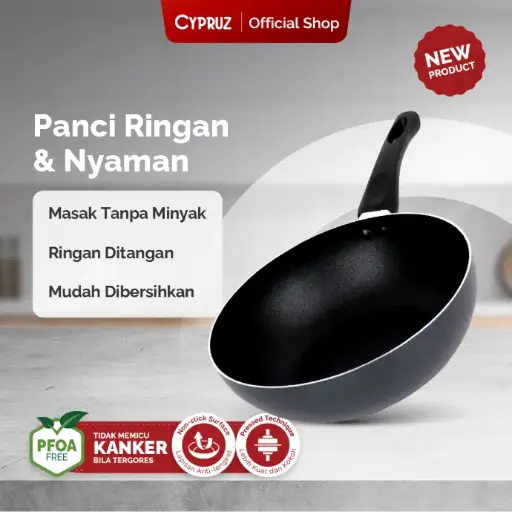 [FP-1061] Cypruz Press Fry Wok Ecolite Series  28cm 8X1