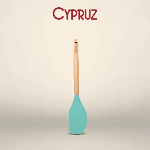 Cypruz Utensil Gagang Kayu Kepala Silicone Spatula