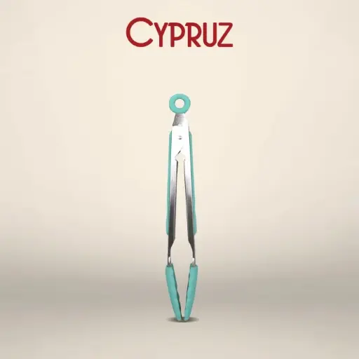 Cypruz Utensil Gagang Stainless Kepala Silicone Tongs